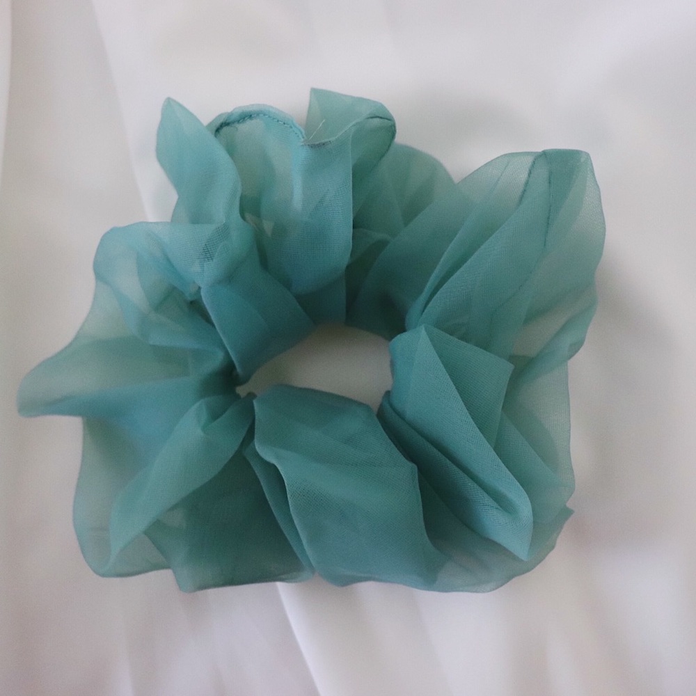 Oversized Organza Scrunchie in Forest Green